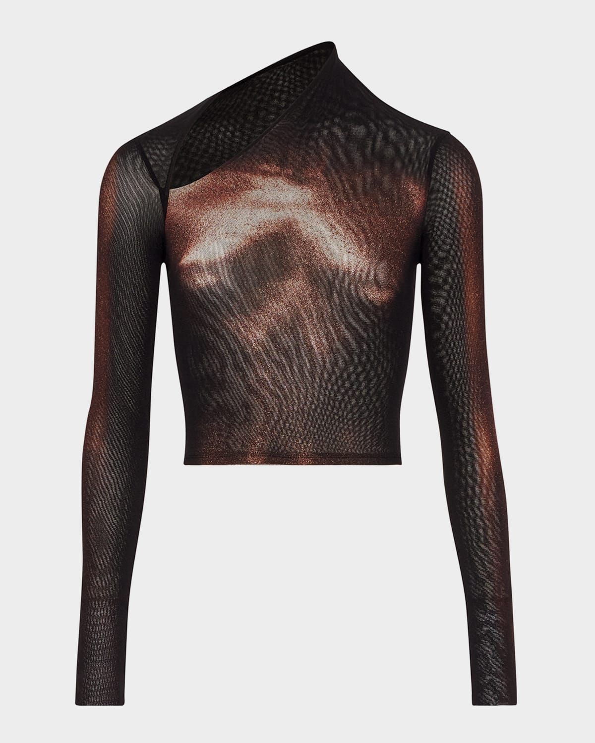 Asymmetric Body Dust Print Mesh Crop Top