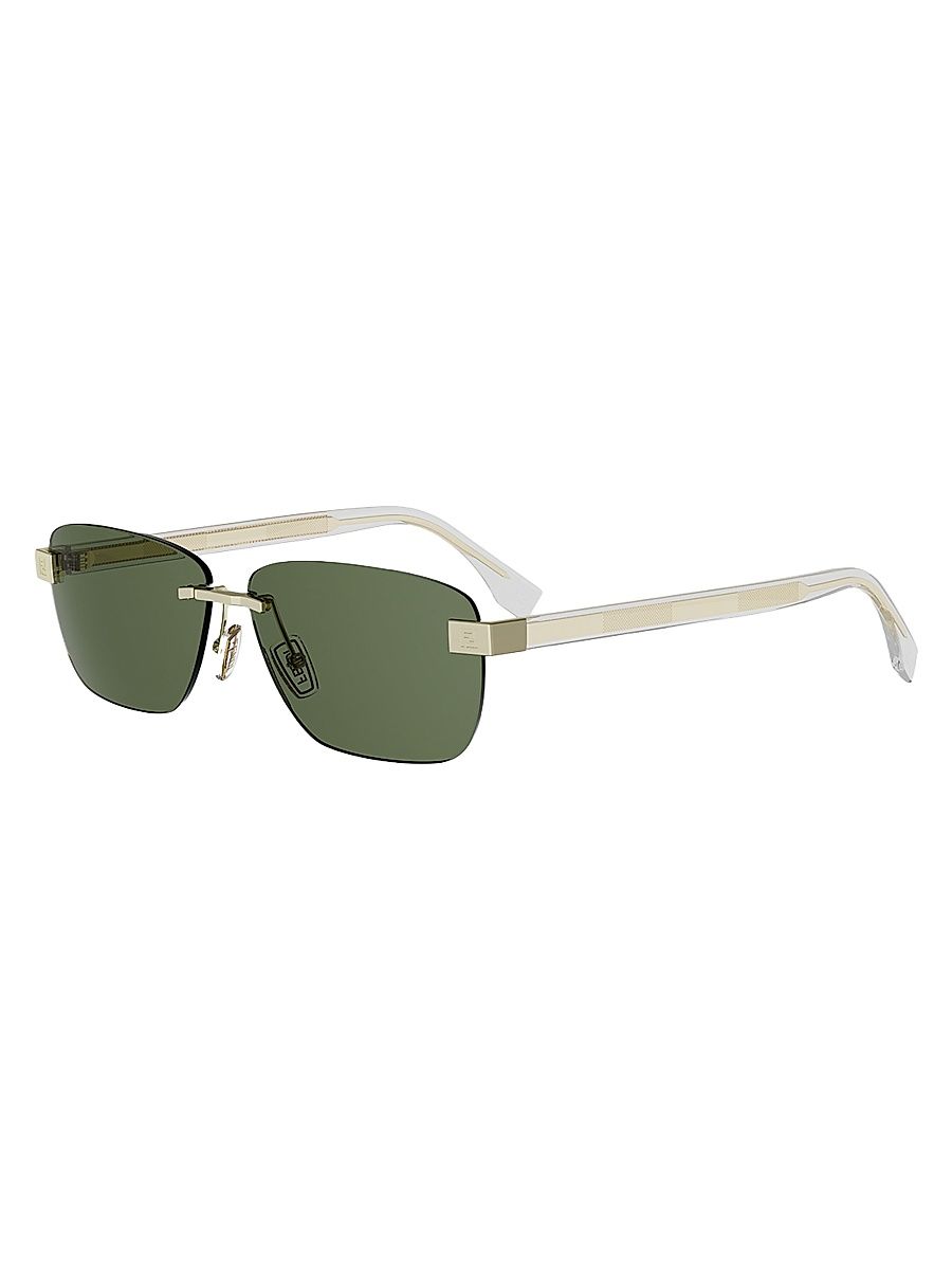 Men's Sky 61MM Rectangular Sunglasses - Gold Green