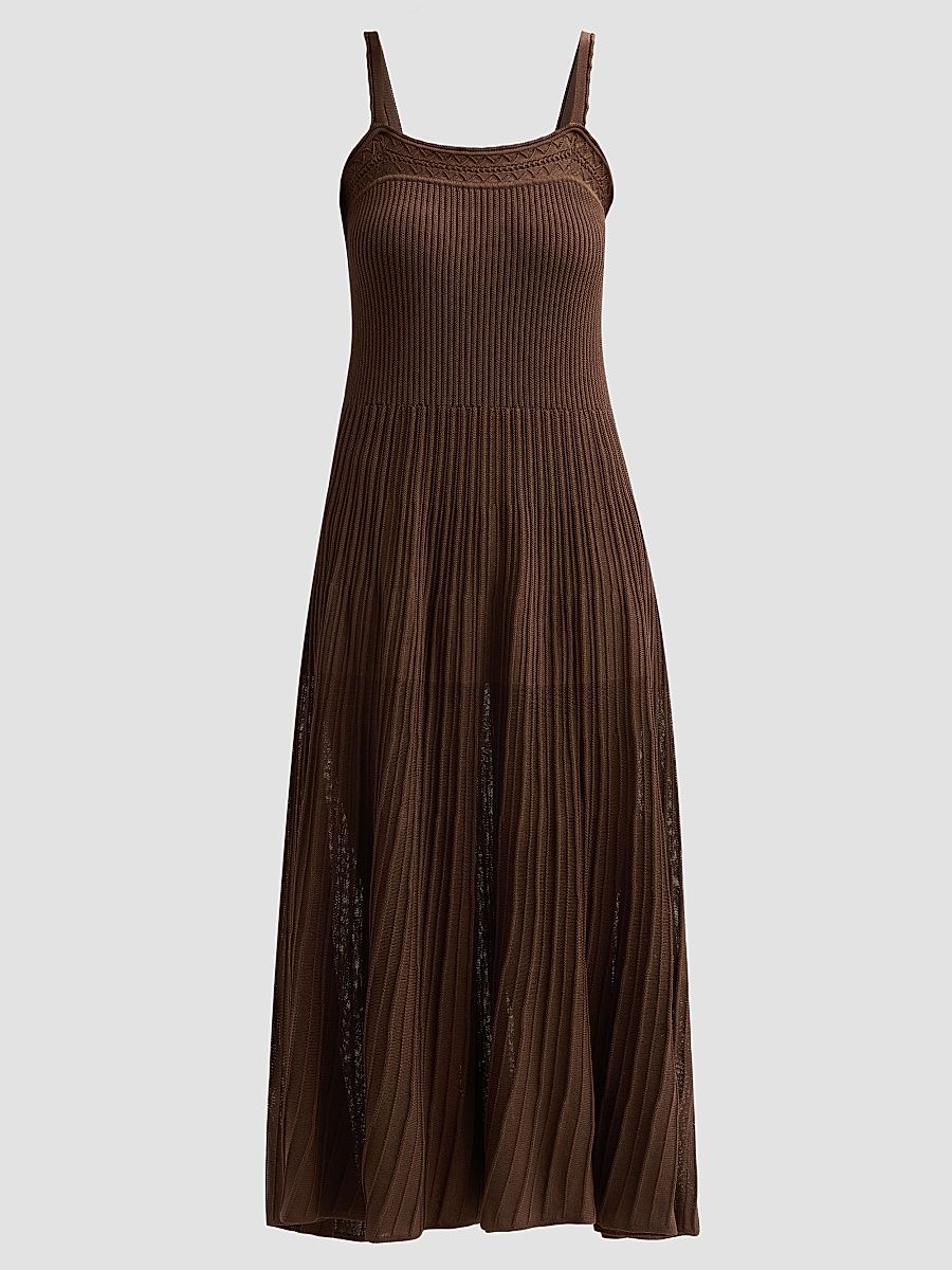 Women's Noto Pointelle-Knit A-Line Knee-Length Dress - Cafe - Size Large