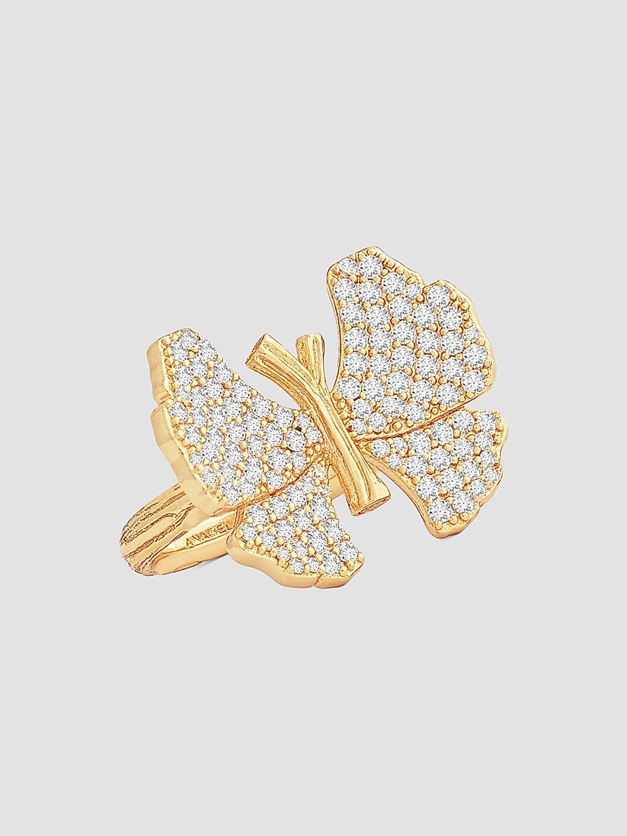 Women's Butterfly 18K-Gold-Plated & Cubic Zirconia Ring - Gold - Size 8