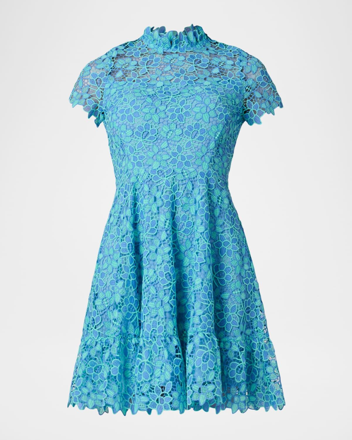 Harlow Flounce Floral Lace Mini Dress