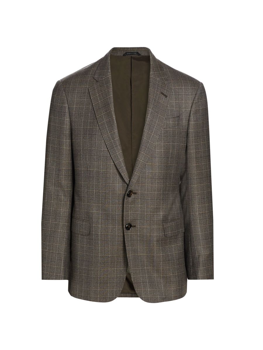 Giorgio Armani Men's Plaid Wool Two-Button Sport Coat - Brown - Size 42