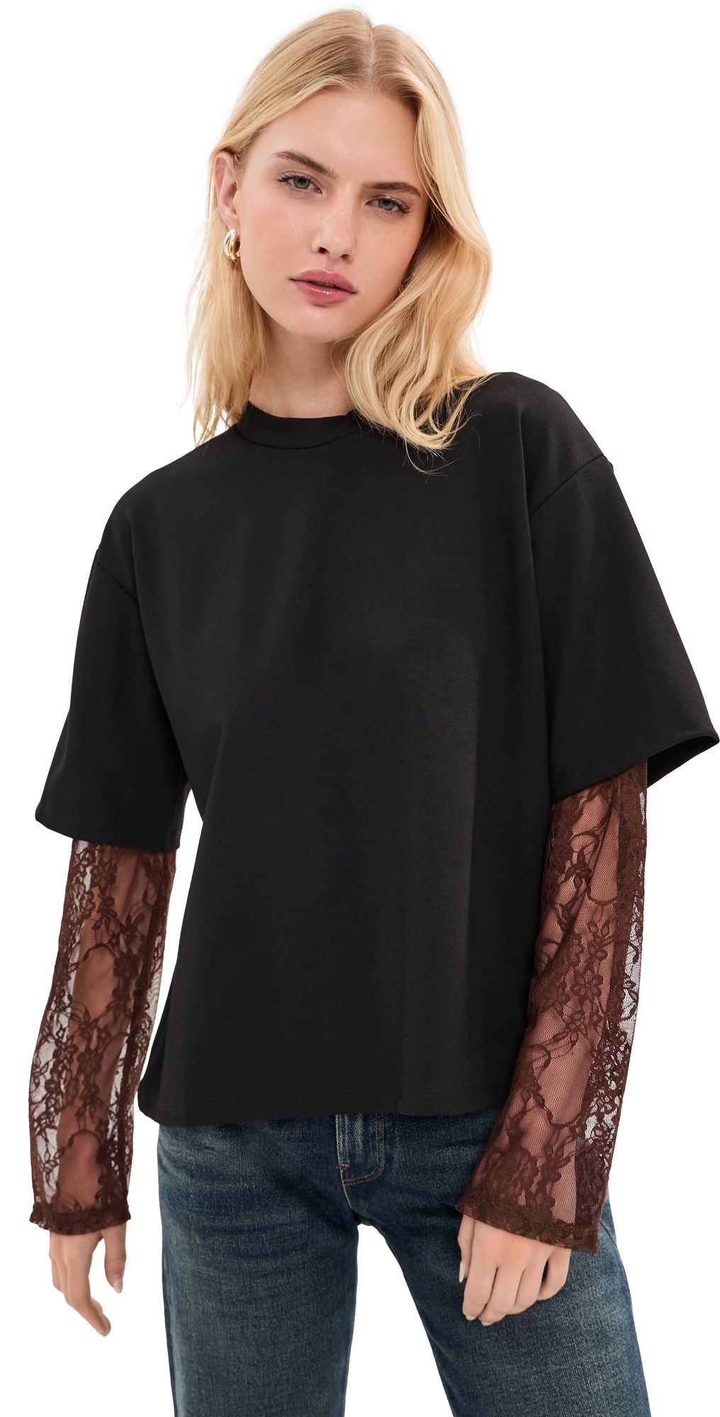 LE BOP Lucy Double Lace Tee White XXL