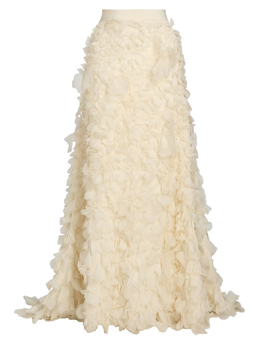 Women's Cry Me A River Silk Maxi Skirt - Antique Ivory - Size 4