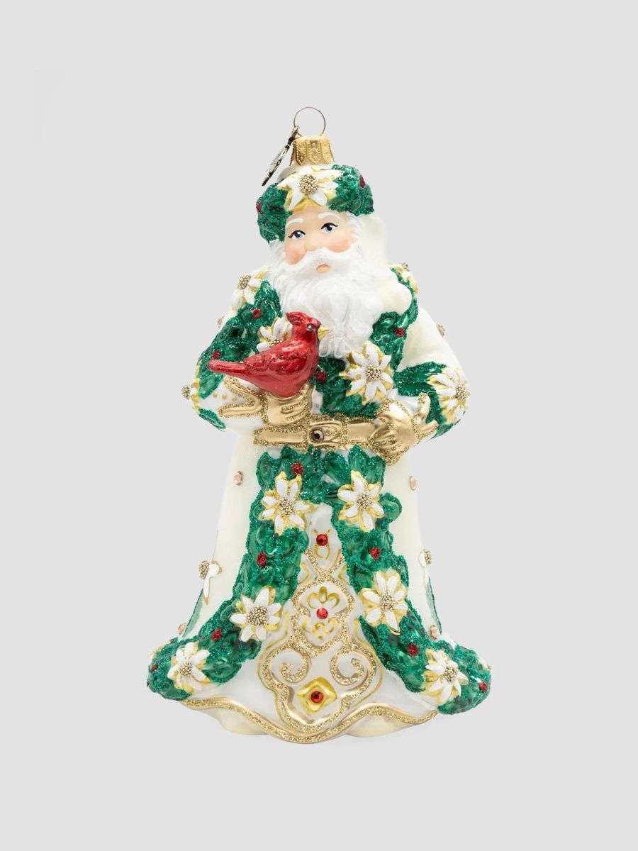 Jay Strongwater Floral Santa Ornament - Multi