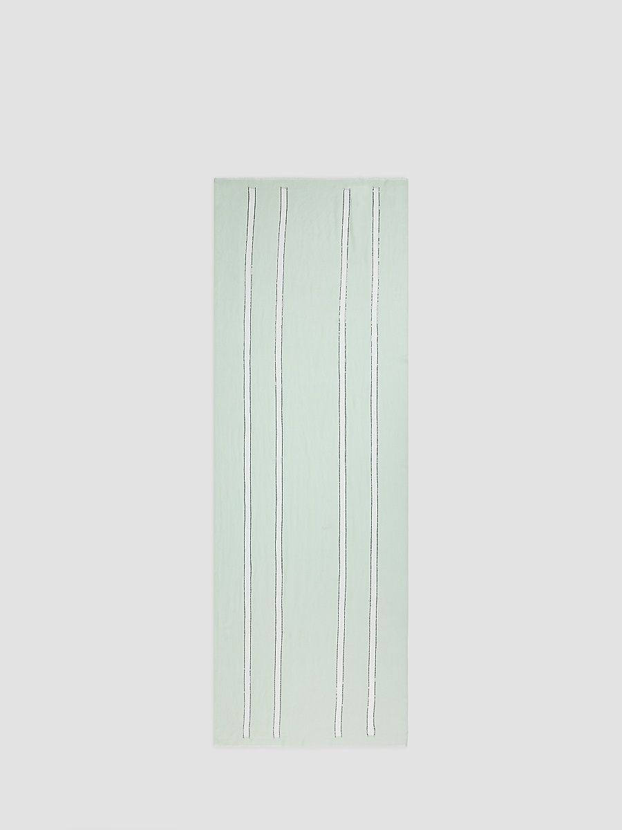 Women's Rhinestone-Striped Cashmere Scarf - Sage Green