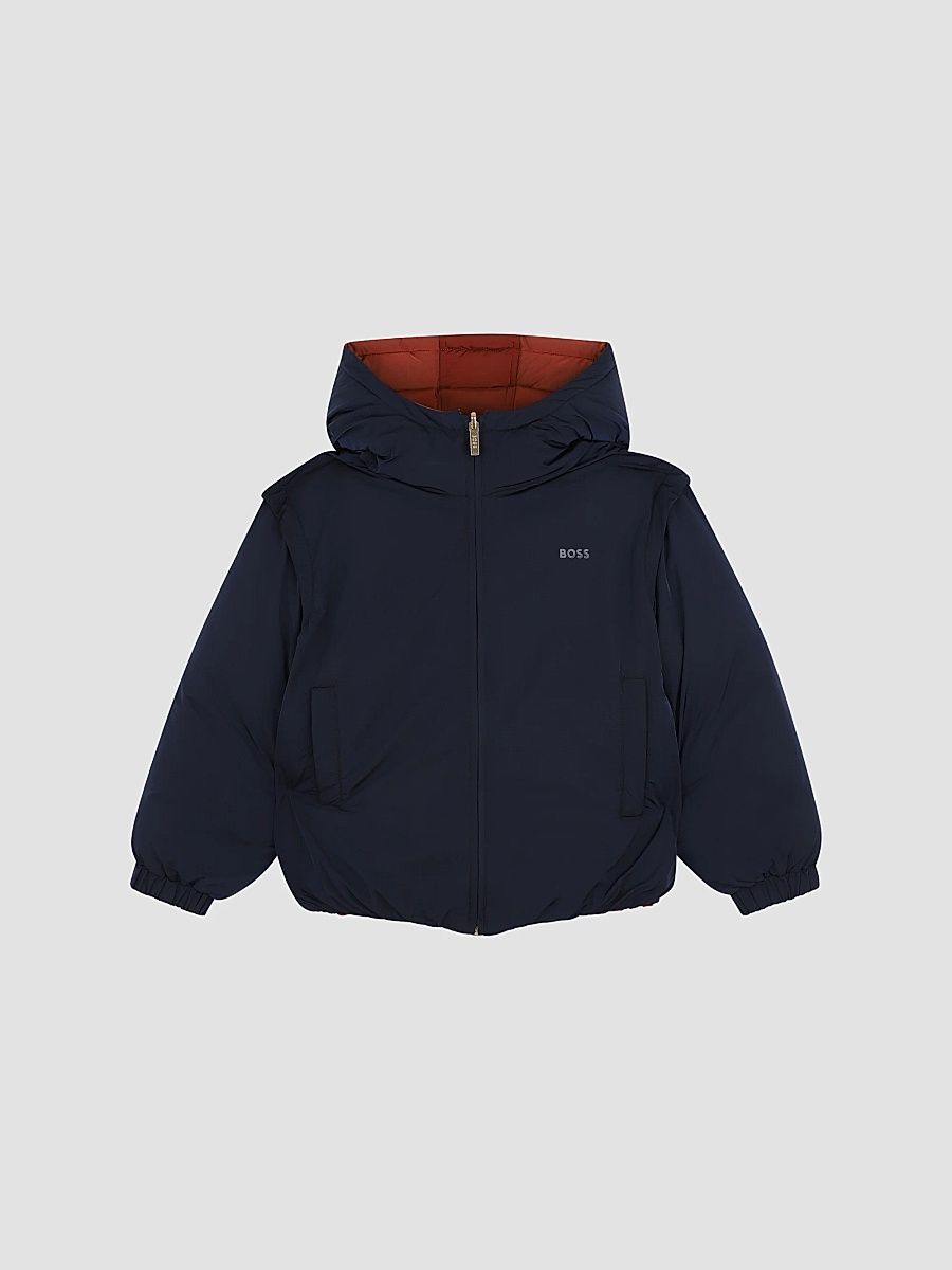 Boy's Little Boy's & Boy's Hooded Reversible Puffer Jacket - Navy - Size 4