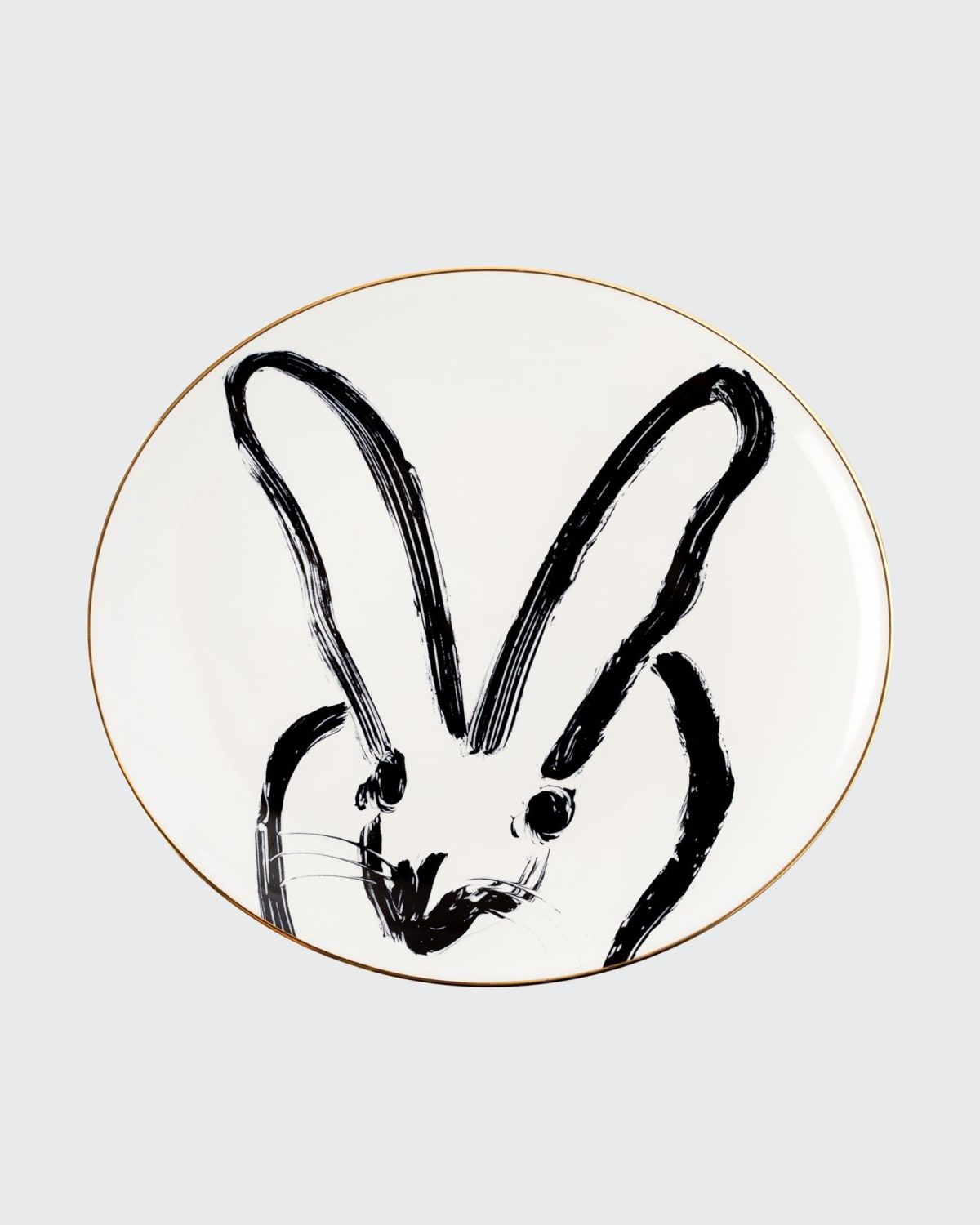 Rabbit Run Dinner Plate with Gold Rim - White