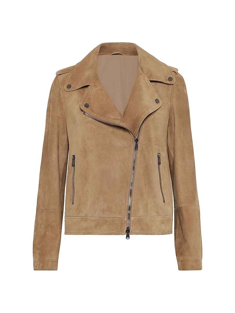 Women's Suede Biker Jacket - Hazelnut - Size 4