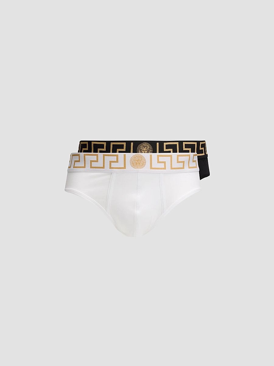 Men's Medusa Key Jersey Brief 2-Pack - Black White Black Gold - Size XXL