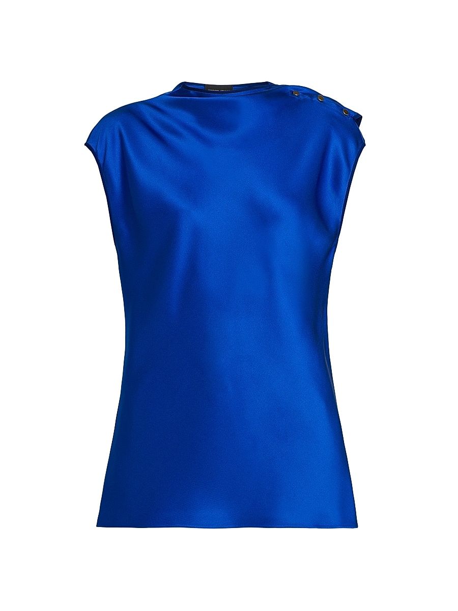 Giorgio Armani Women's Buttoned Silk Satin Blouse - Savannah - Size 10