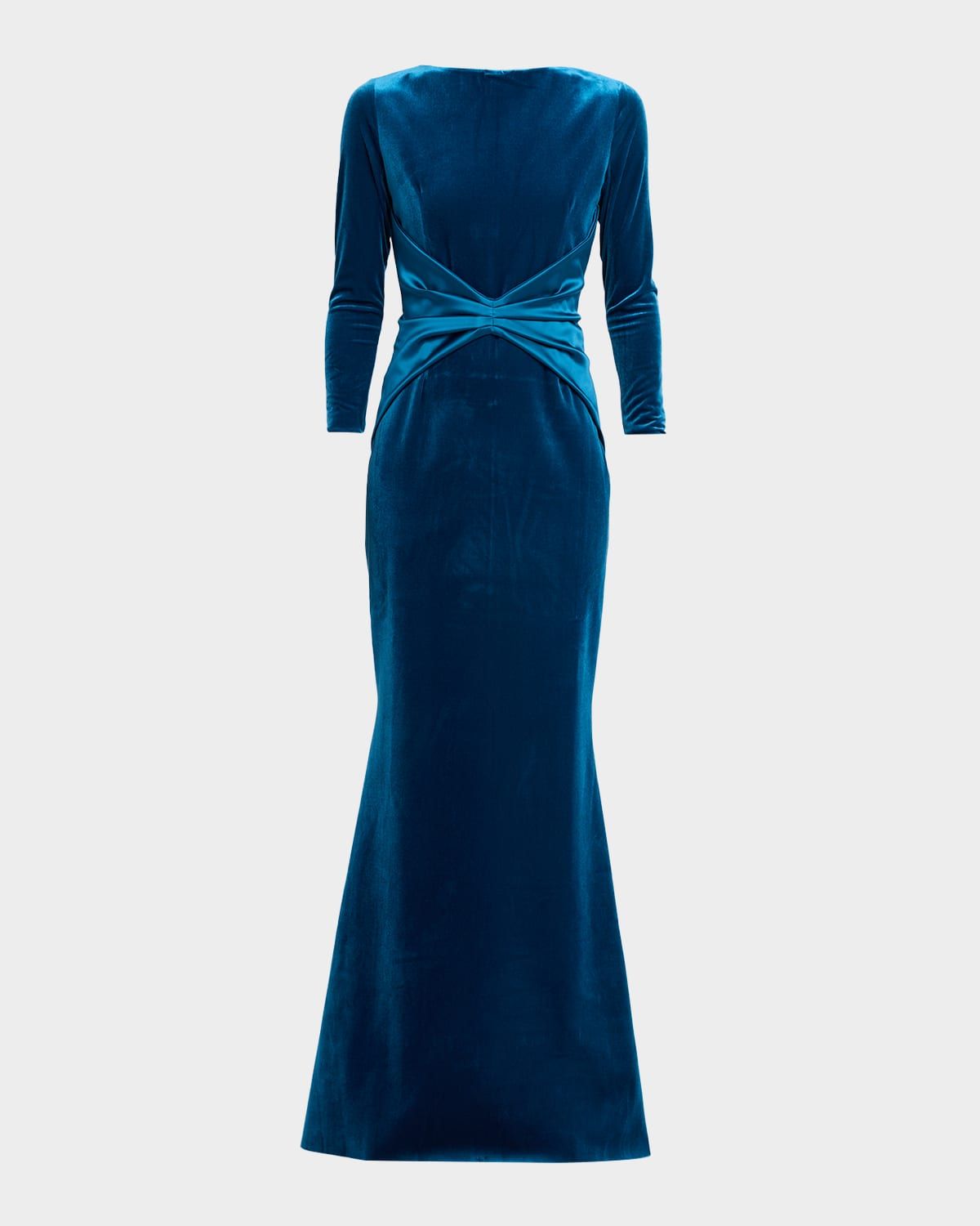 Jaslette Satin-Embellished Velvet Mermaid Gown