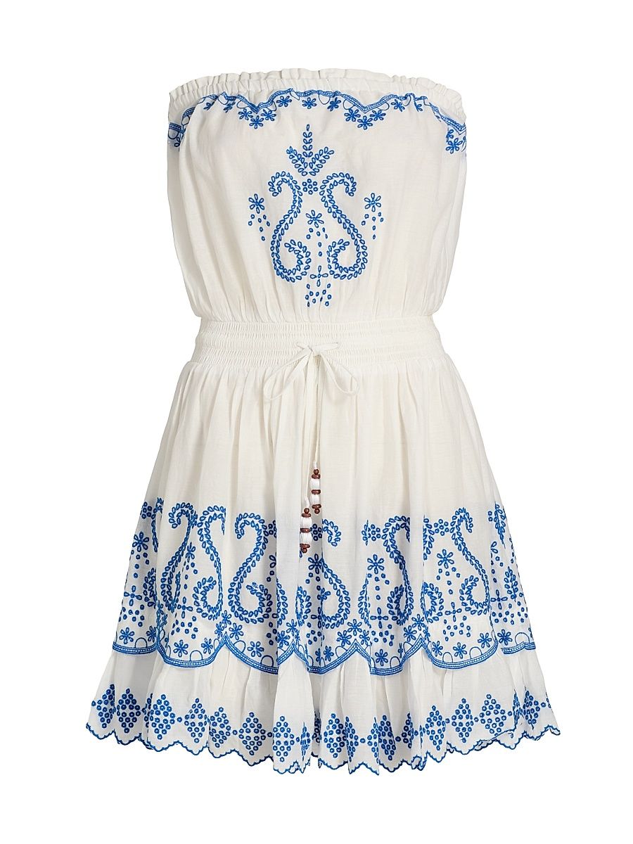 Women's Natalia Embroidered Minidress - White - Size Large
