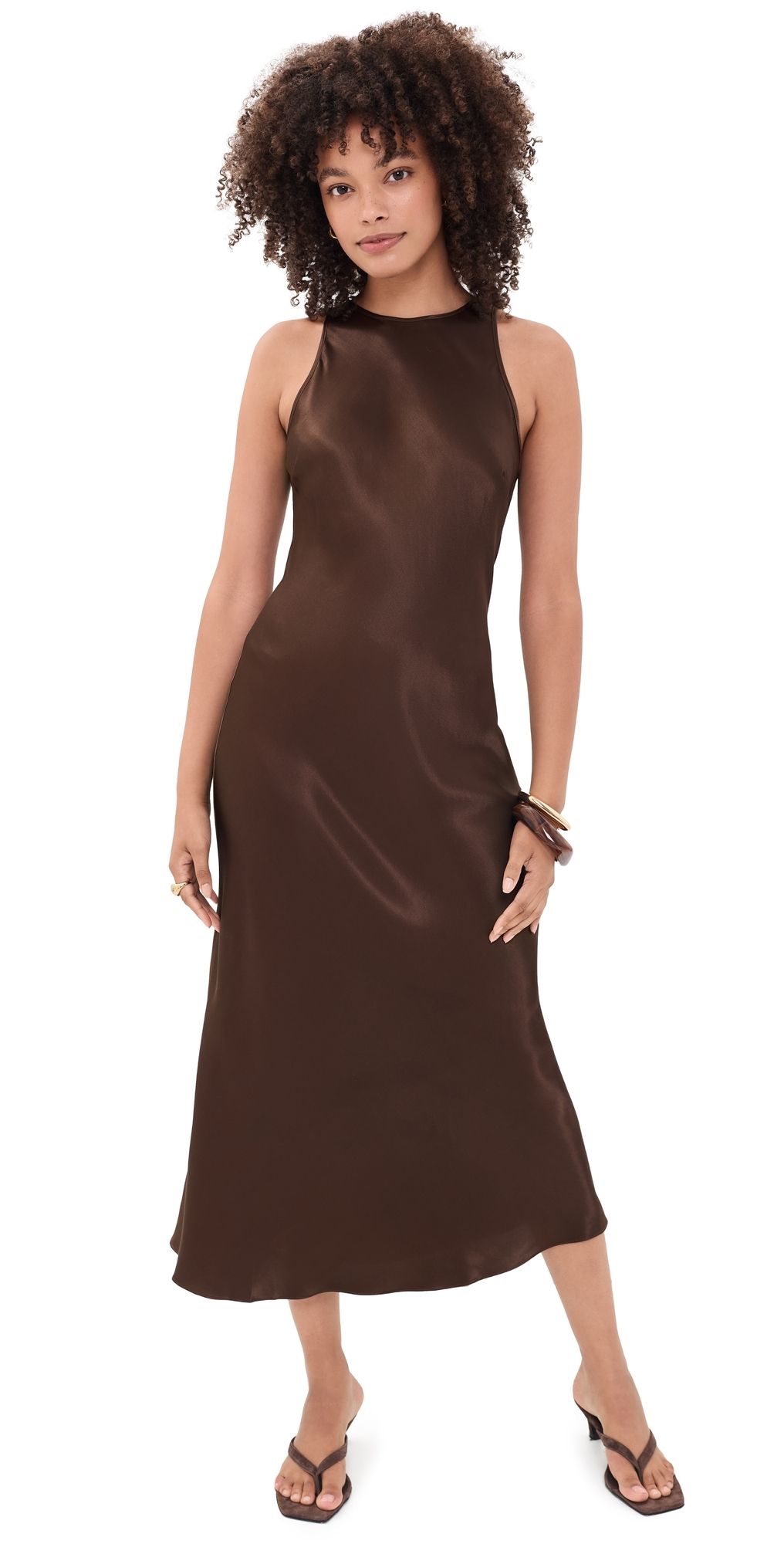 RAILS Solene Satin Dress Espresso XXS