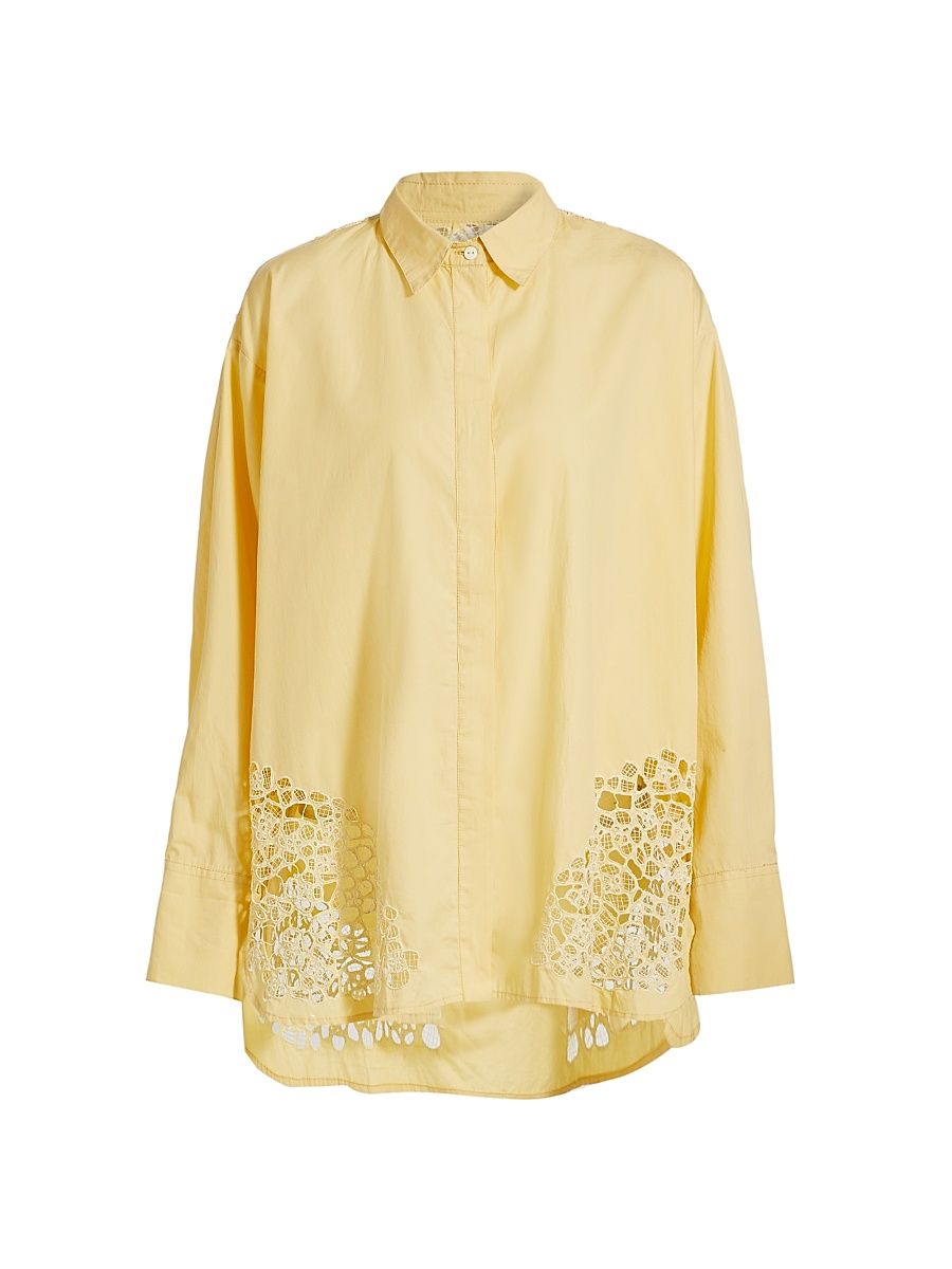 Women's This Time Panelled Lace Shirt - Mellow Yellow - Size Large