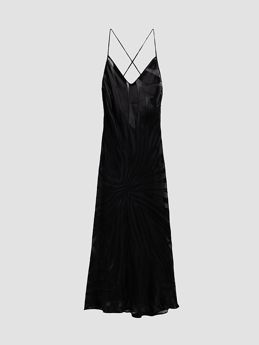 Women's Burnout Stripe Midi Dress - Black - Size 4