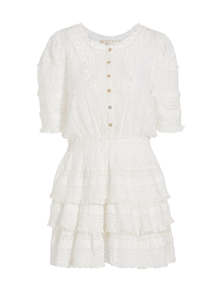Women's Quincy Embroidered Lace Minidress - White - Size Large