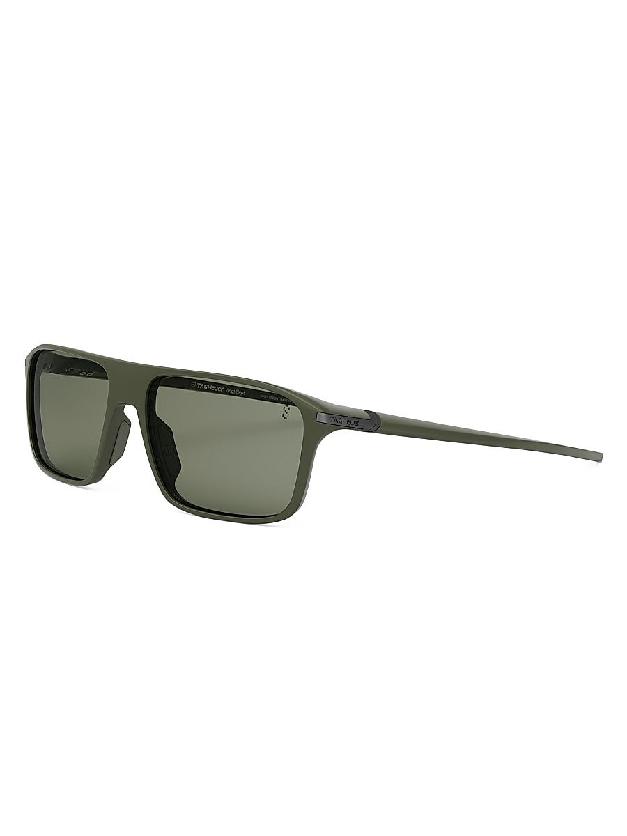 Men's Vingt Sept 62MM Rectangular Sunglasses - Dark Green Green