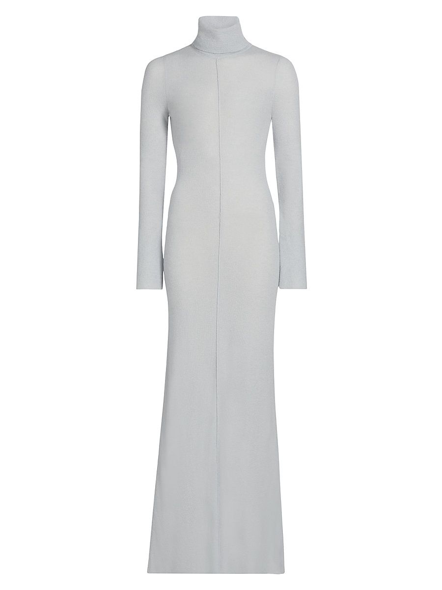 Women's Mohair-Blend Turtleneck Dress - Light Grey - Size Large