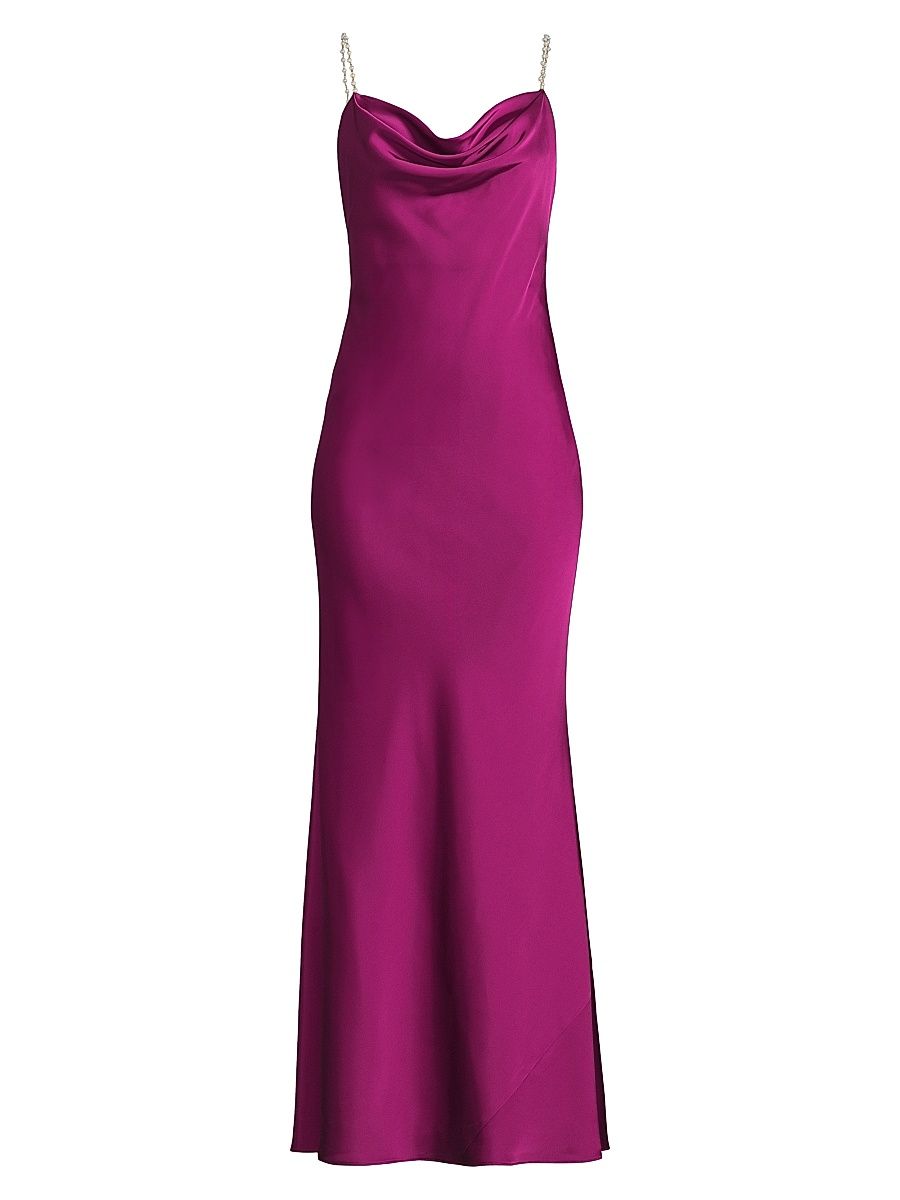 Women's Lola Satin Cowlneck Gown - Wine Berry - Size 12