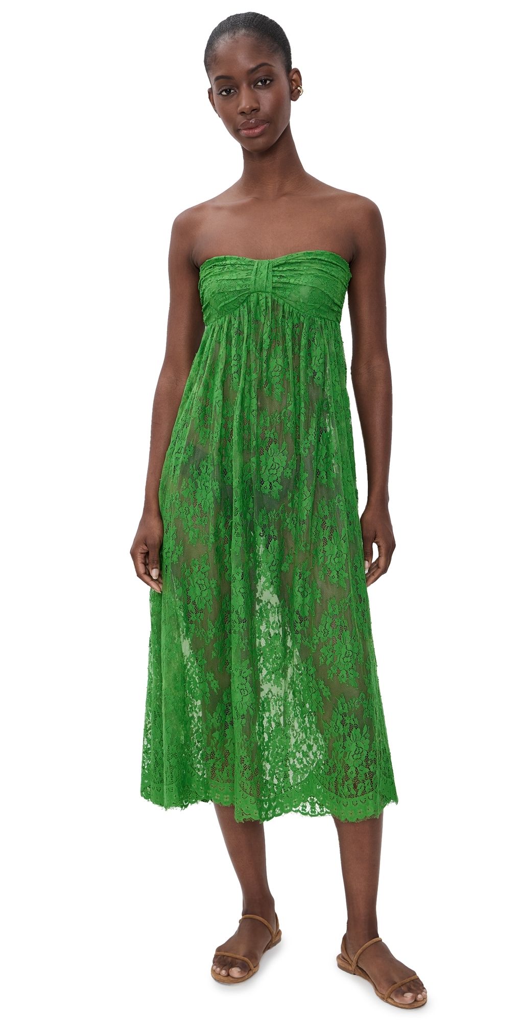 Sea Carmella Lace Strapless Dress Green L
