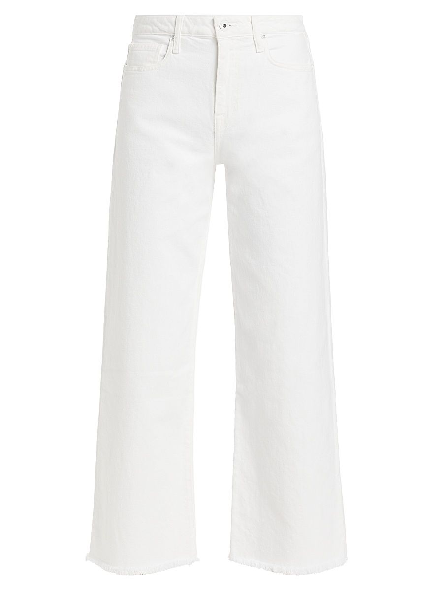 Women's Jude Wide-Leg Crop Jeans - Distressed White - Size 30