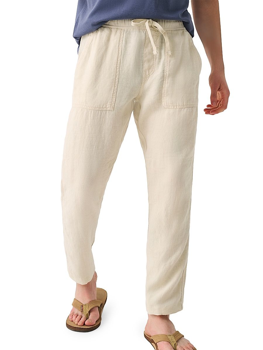Men's Essential Linen Drawstring Pants - Weathered Sand - Size Small