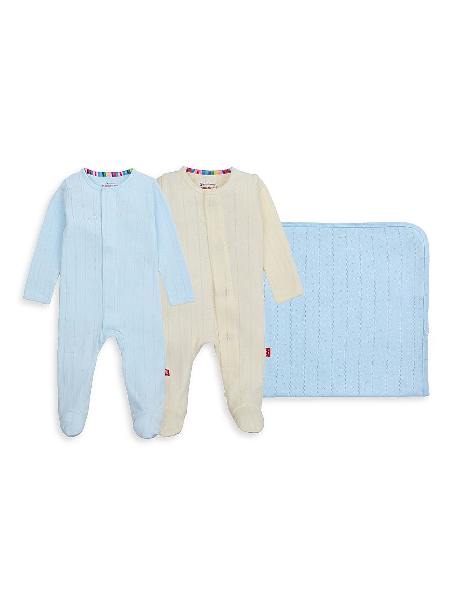 Baby Boy's 3-Piece Pointelle Knit Gift Set - Sky Blue - Size 3 Months