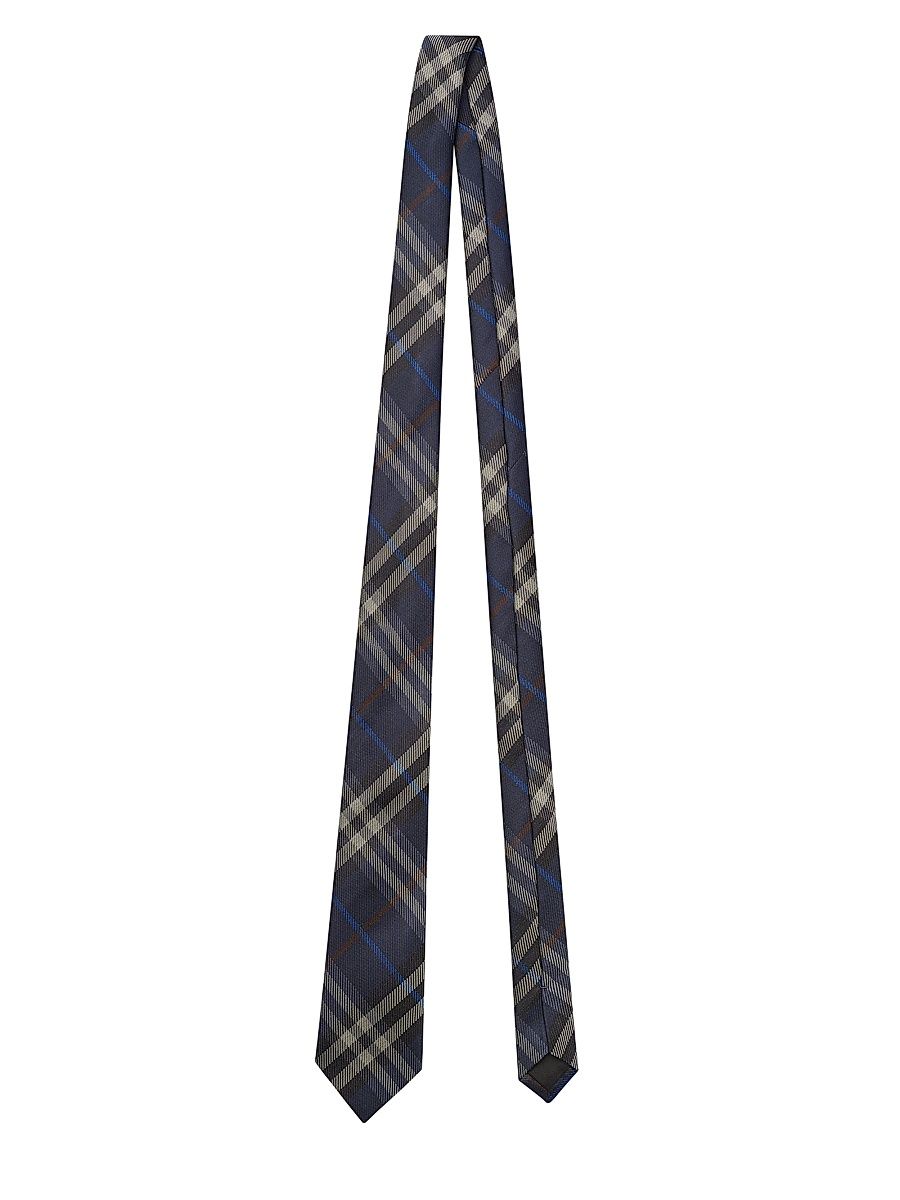 Men's Manston Check Silk Tie - Pilot Blue Ip Check