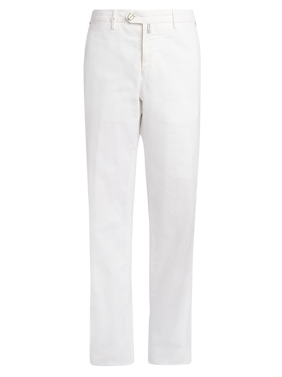 Kiton Men's Stretch-Cotton Flat-Front Trousers - White - Size 32