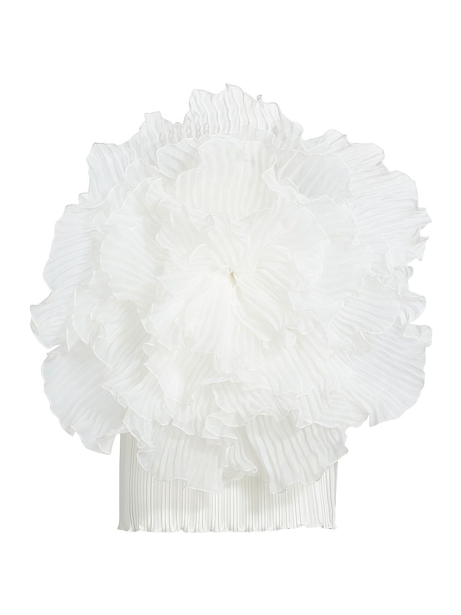 Women's Fleur Pleated Puff Minidress - Ivory Bridal - Size 6