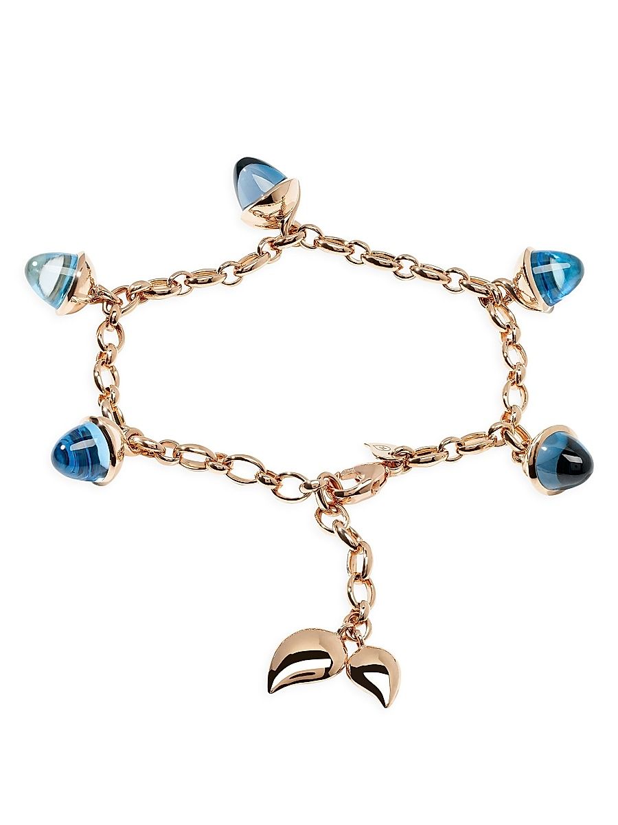 Women's Mikado Flamenco 18K Rose Gold & Blue Multi-Stone Acorn Charm Bracelet - Topaz