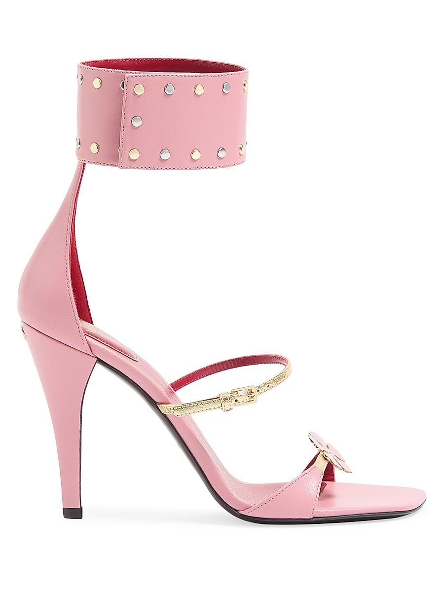 Women's Kidskin Cuffie 100MM Sandals - Pink - Size 9