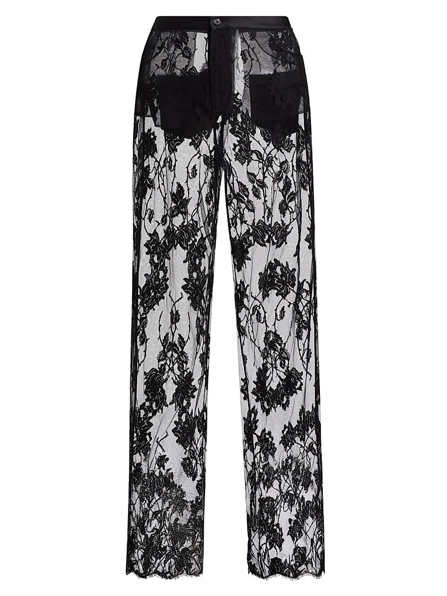 Women's Dominique Sheer Lace Pants - Black - Size 8