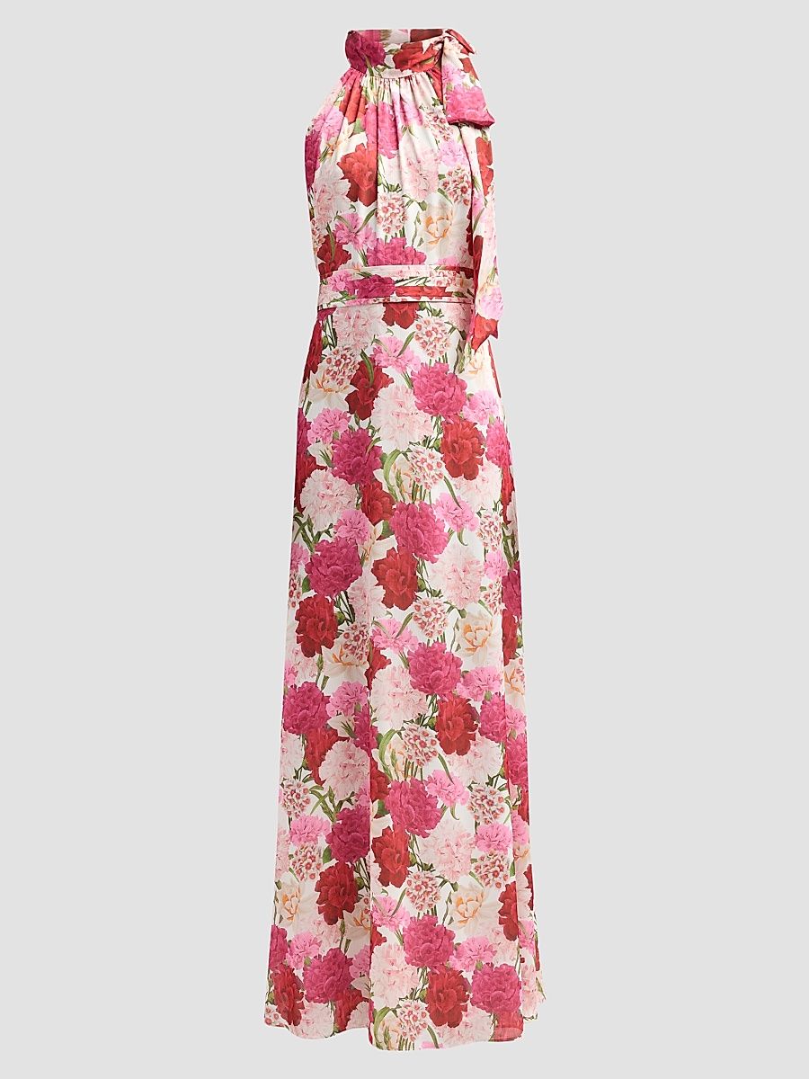 Women's Diana Floral Crinkle Georgette Tieneck Gown - Campo Di Fiore - Size 8