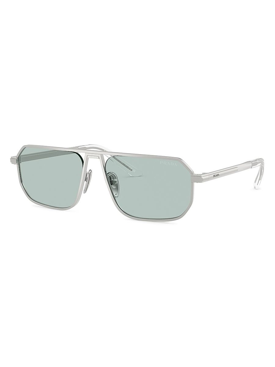 Men's 59MM Aviator Sunglasses - Silver Grey