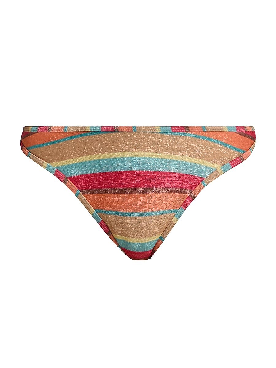 Women's Isla Striped Bikini Bottom - Flame Glitter Stripe - Size Large