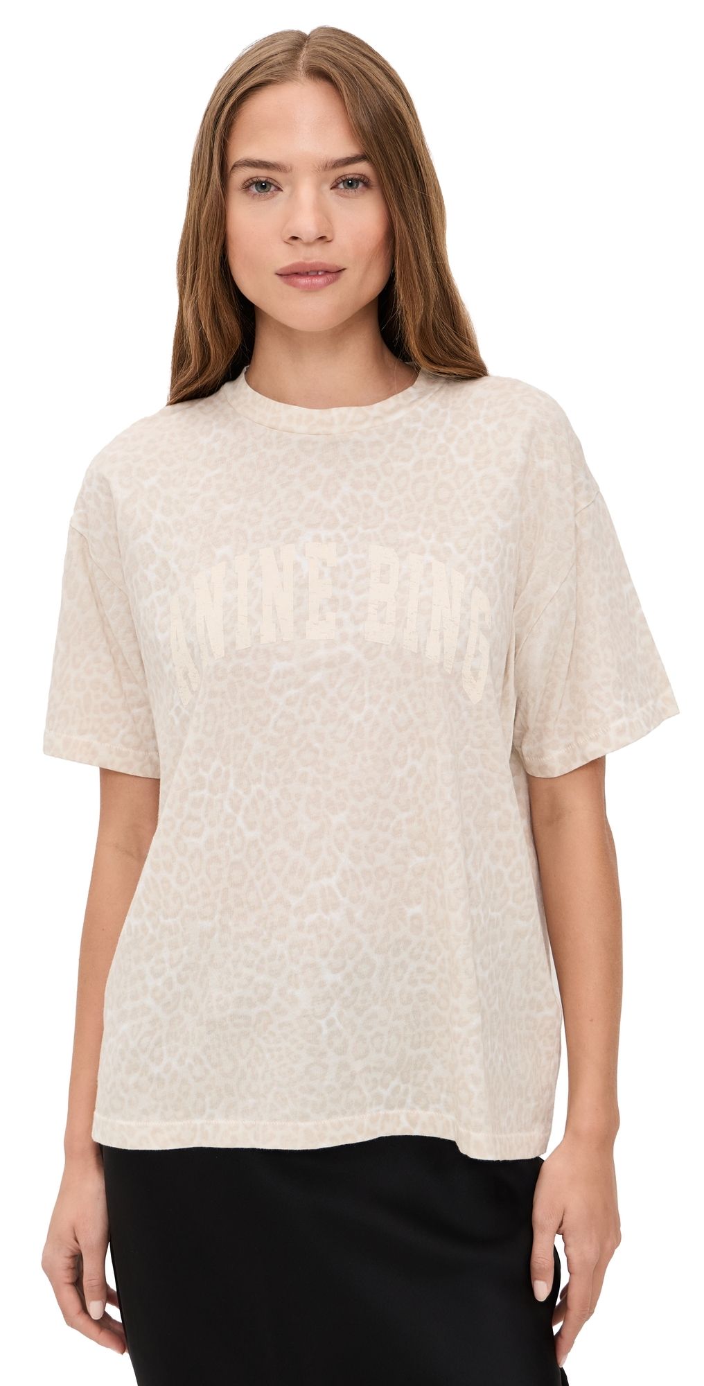 ANINE BING Cade Tee Washed White Leopard L