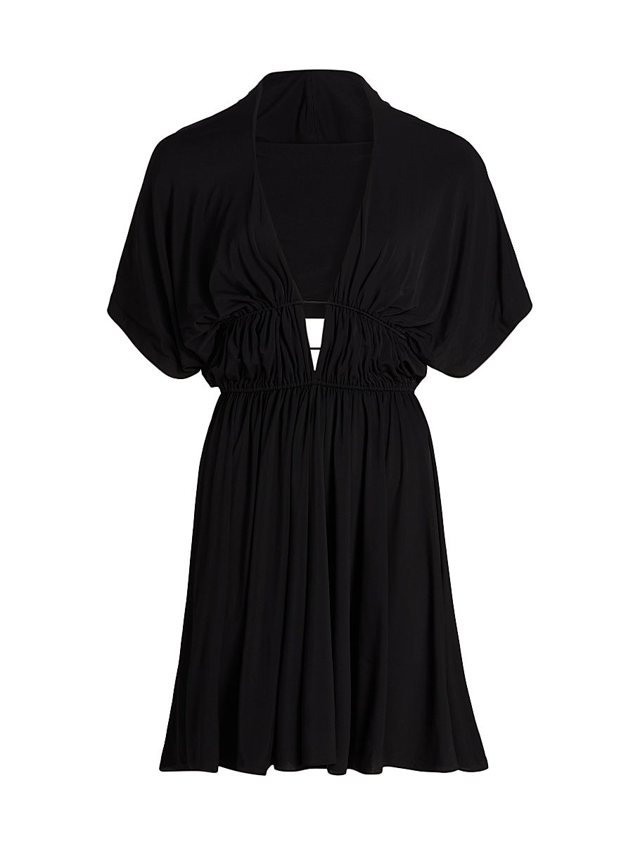 Women's Hooded V-Neck Minidress - Noir Alaia - Size 4