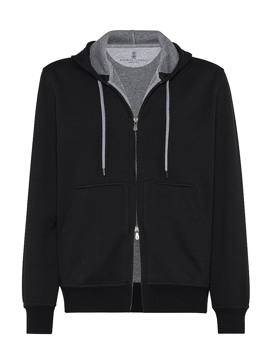 Men's French Terry Double Cloth Hooded Sweatshirt - Black - Size XXXL