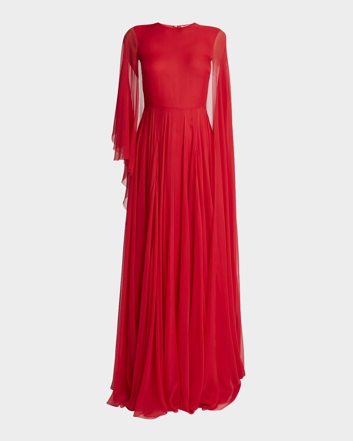 Chiffon Draped Cape Gown