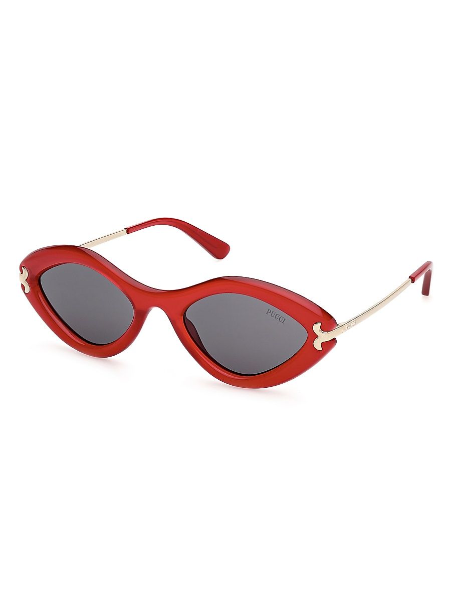 Women's 54MM Cat-Eye Sunglasses - Red Gold Black