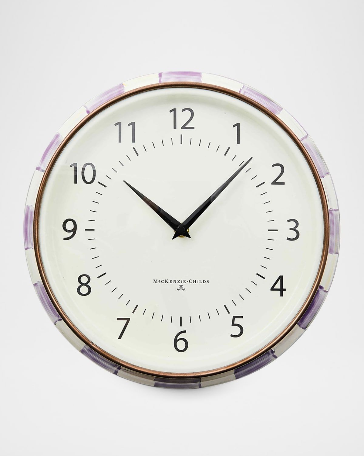 Violet Check School Wall Clock