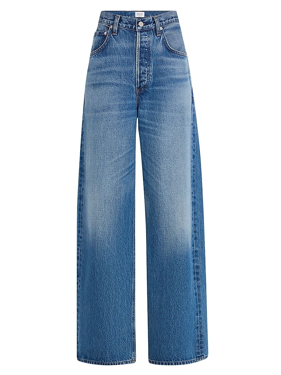 Women's Ayla Baggy Whiskered Jeans - Blue - Size 32
