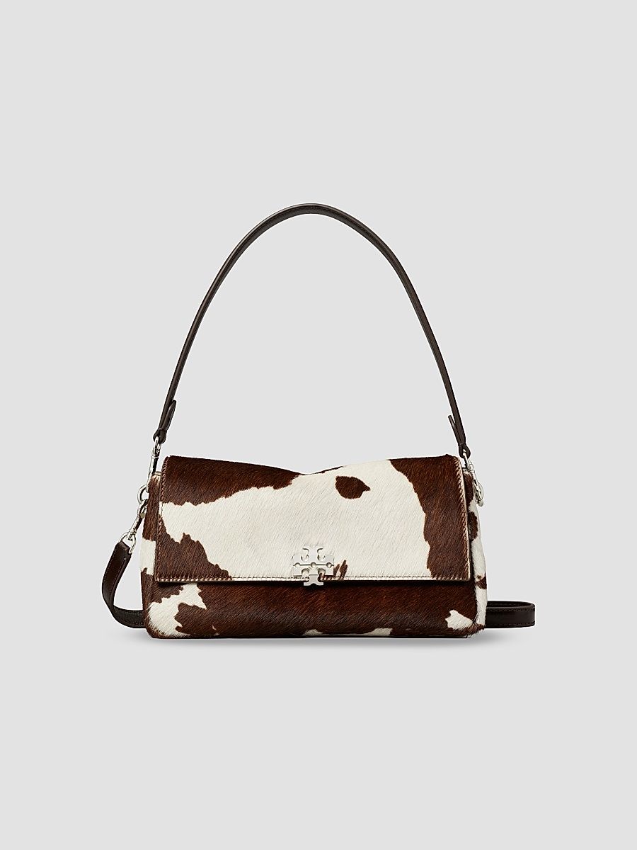 Tory Burch Women's Charlie Small Printed Calf Hair Shoulder Bag - Mocha Brown