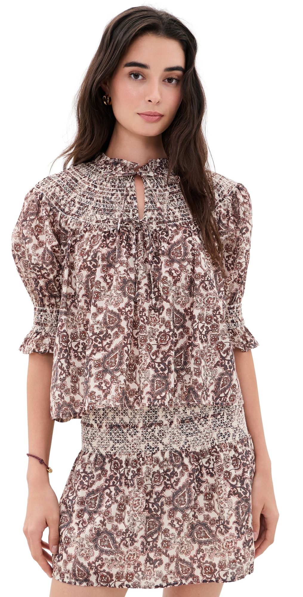 Hill House Home The Zinnia Nap Top Paisley Floral Block/Brown S