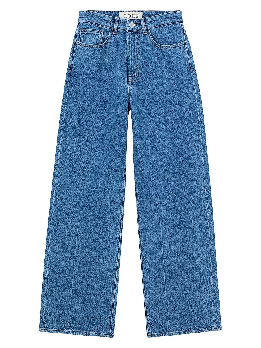 Women's Baggy Wide-Leg Low-Rise Jeans - Mid Denim Blue - Size 12