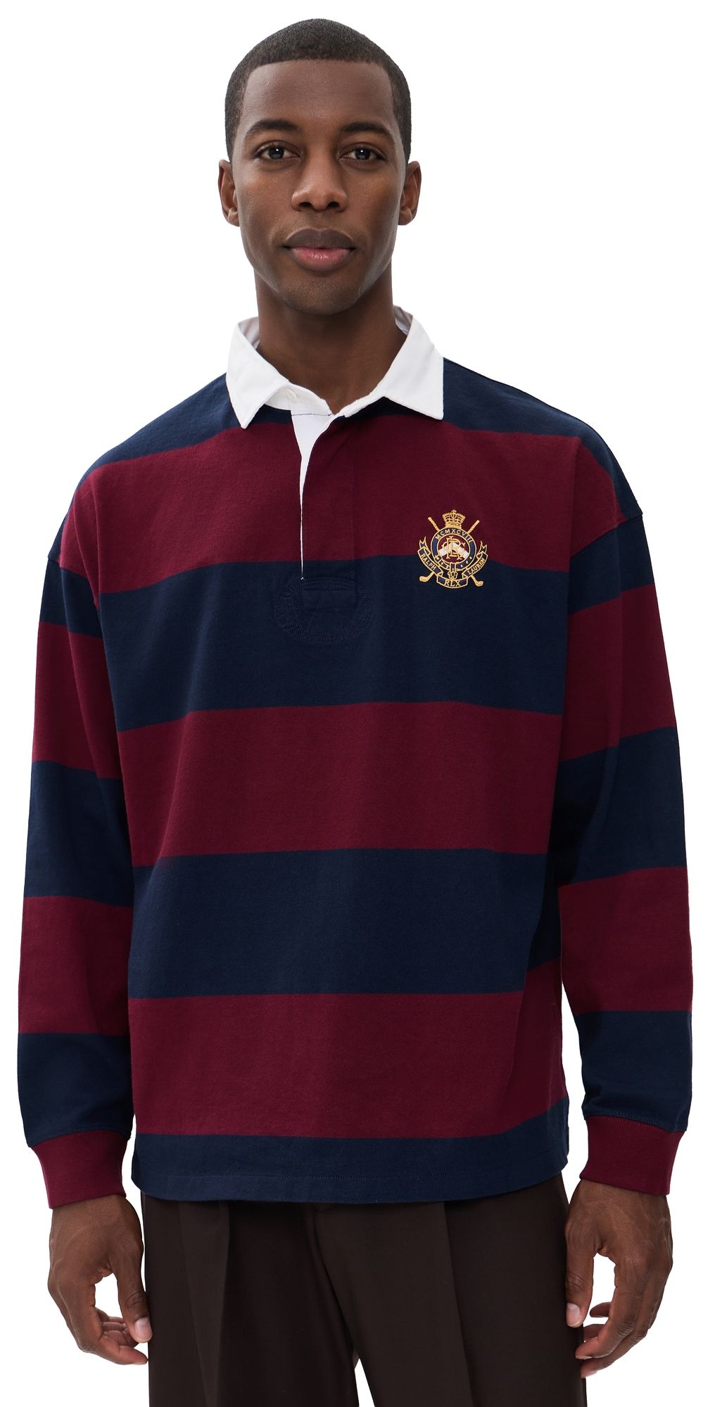 RLX Ralph Lauren Relaxed Fit Crest Rugby Polo Classic Wine/Refined Navy S