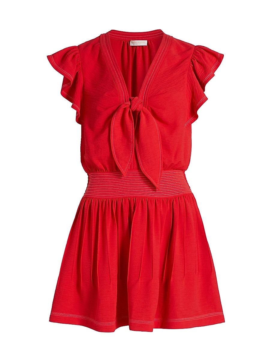 Women's Araceli Flutter-Sleeve Minidress - Flame - Size XL