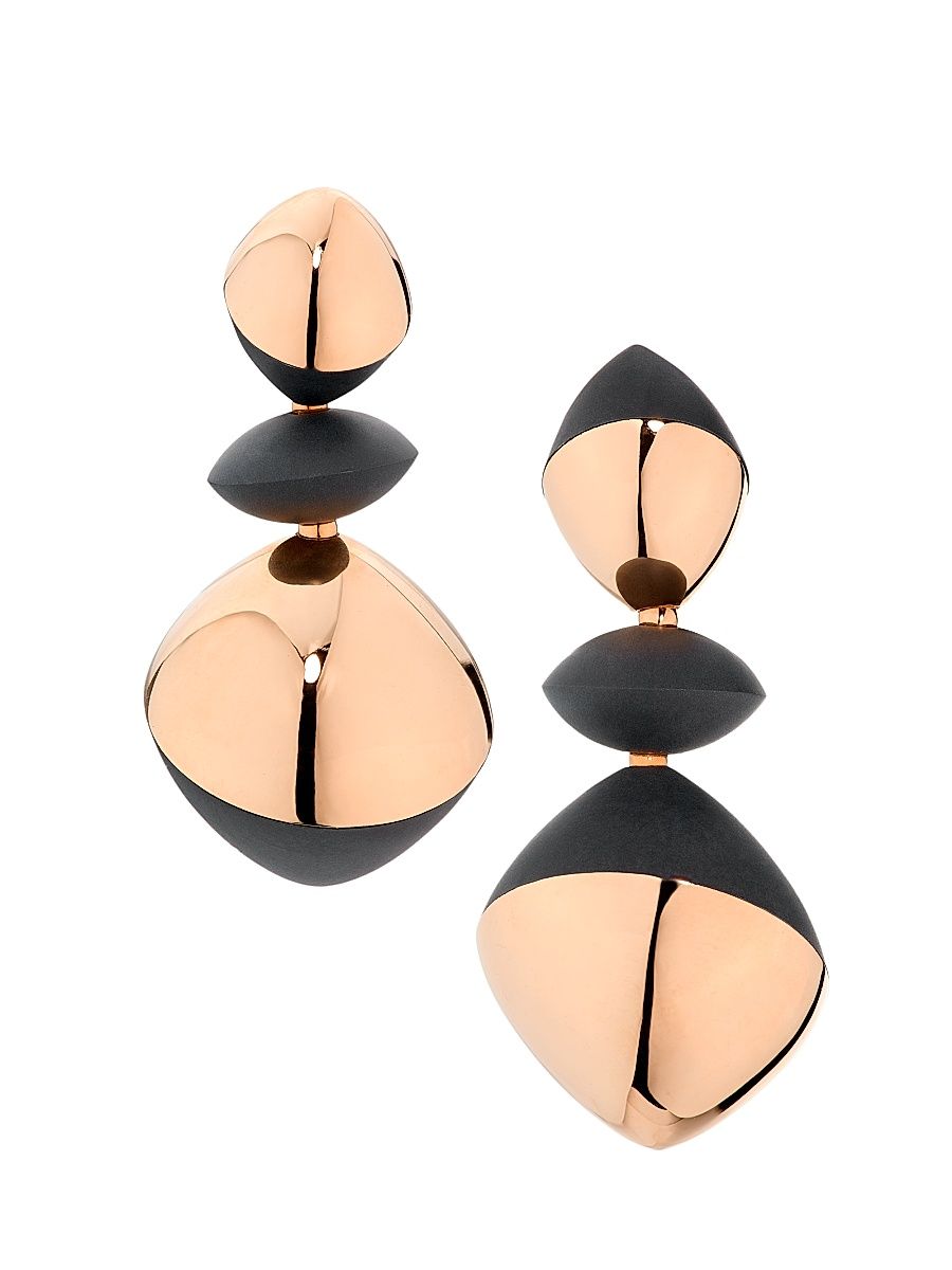 Women's Trottola 18K Rose Gold & Black Titanium Drop Earrings - Aluminum And Rose Gold